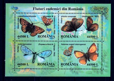 ✅RO 2002 LP 1591 &amp;quot;Fluturi endemici &amp;quot; , colita 322 , MNH foto