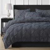 Cumpara ieftin Set Lenjerie de Pat din Satin, 155 x 220 cm, + Set 2 Fata de Perna 80 x 80 cm, Gri Inchis - CN