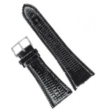 Curea Ceas Premium 30mm &ndash; Piele Neagr? Lucioas? cu Cataram? Aurie