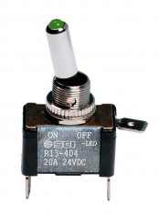 Intrerupator basculant cu LED, 2 terminale 12V - 20A - Verde foto