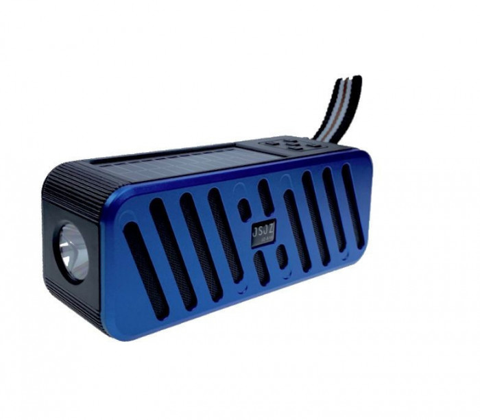 Boxa portabila radio cu lanterna, incarcare solar si electric, Bluetooth : Culoare - albastru