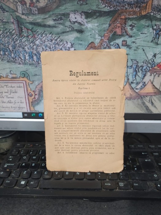 Regulament pentru tăerea vitelor la Abatorul comunei urbei Piatra din județul Neamț, 1894, 153