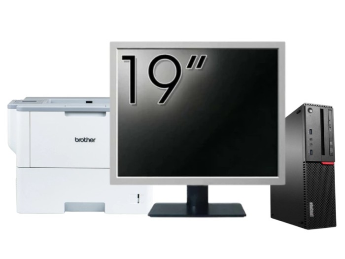 Pachet Calculator Second Hand LENOVO M910 SFF, Intel Core i5-6500 3.20GHz, 8GB DDR4, 256GB SSD + Monitor 19&amp;quot; &amp; Imprimanta Brother HL-L6300DW NewT