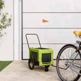 VidaXL Remorcă bicicletă animale companie, verde/negru, oxford/fier