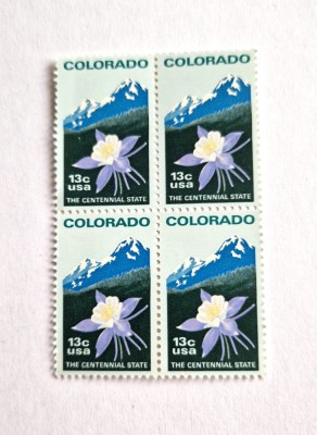 4 timbre SUA Statele Unite bloc de 4 val. MNH 1977 Colorado Statehood 13 cents foto