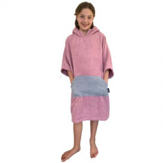 Poncho de baie pentru copii Homelevel, 6-9 ani, Roz/Gri, Bumbac organic, 54880.10.42