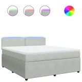 Cumpara ieftin Pat box spring cu saltea, gri deschis, 180x200 cm, catifea