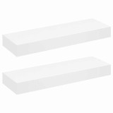 Cumpara ieftin Rafturi de perete suspendate cu sertare, 2 buc., alb, 80 cm