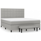 Cumpara ieftin Pat continental, gri deschis, 180x200 cm, material textil