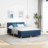 Cumpara ieftin Pat box spring cu saltea &amp; LED albastru 140x190 cm țesătură