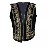 Cumpara ieftin Vesta Traditionala Neagra cu Broderie Geometrica Crem, de Dama - VT05