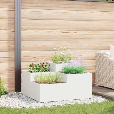 vidaXL Vază pentru Grădină Alb 100 x 100 x 48 cm Oțel 865849 foto
