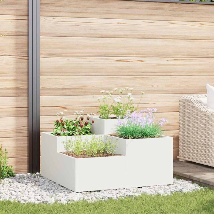 vidaXL Vază pentru Grădină Alb 100 x 100 x 48 cm Oțel 865849