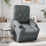 Gossi fotoliu masaj rabatabil electric cu ridicare, gri, piele eco