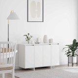 Bufet Alb Lemn vidaXL 120x41x75 cm, 9 Compartimente, Rafturi Ajustabile, Sistem Anti-Rasturnare, Sufragerie
