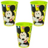 Cumpara ieftin Set 3 Pahare din Plastic cu Model Mickey Mouse, fara BPA, 430 ML, Multicolor