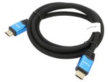 Cablu HDMI 2.0 textil 1,8m negru cu mufă HDMI pe ambele părți