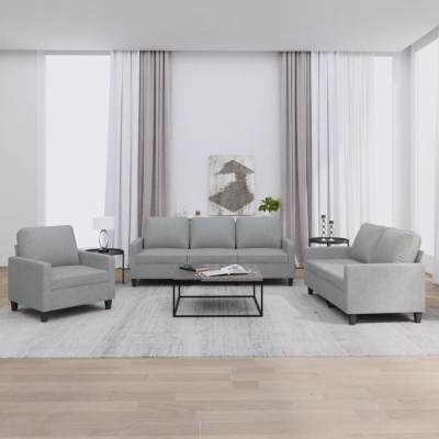 Gossi set de canapele cu perne, 3 piese, gri deschis, textil foto