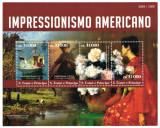 S. TOME E PRINCIPE 2015 - Picturi, Impresionisti amer / colita+bloc MNH, Nestampilat
