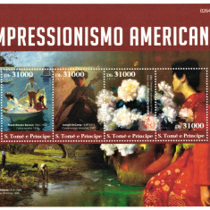 S. TOME E PRINCIPE 2015 - Picturi, Impresionisti amer / colita+bloc MNH