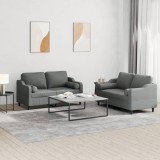 vidaXL Set de canapele cu perne, 2 piese, gri &icirc;nchis, material textil