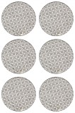 Set farfurii 6 piese, Portelan, Bej cu Model Negru, diametru 26.5 cm