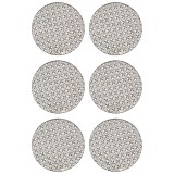 Set farfurii 6 piese, Portelan, Bej cu Model Negru, diametru 26.5 cm