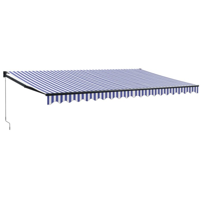 Copertina retractabila albastru/alb, 5x3 m, textil/aluminiu