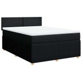 Cumpara ieftin Pat box spring cu saltea, negru, 140x200 cm, textil