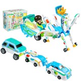 Jucarie Transformer Magnetica 3 in 1 Mars Deer Cosmic Planet, Flippy, 3 Masini Care se Transforma in Pegas Inaripat, Atractie Magnetica, 3+ Ani, din A