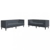 Set canapele Chesterfield cu perne rulou, 2 piese, gri, catifea
