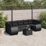Cumpara ieftin Gossi set mobilier de gradina cu perne, 8 piese, negru, poliratan
