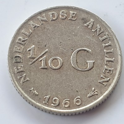 Antilele Olandeze 1/10 Gulden 1966 argint foto