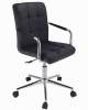 Scaun Pivotant Velur Negru, Reglabil pe Inaltime, Sistem Tilt, Baza 5 Stele cu Roti