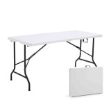 Masa Pliabila 180x70 cm, Plastic Alb, Cadru Metalic, Portabila, Gradina, Camping, Picnic