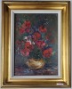 Ilie Ardelean - Vas cu Maci, Ulei pe Carton, 36x25cm, Tablou cu Certificat de Autenticitate