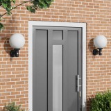 Aplice de Perete Exterioare cu Senzor 2 piese Negru Oțel Inoxidabil IP44