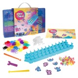 AS Kit Creativ Plexi Flexi Stitch cu 4500 Elasticuri, 100 Accesorii si Razboi de Tesut, Cutie Mare