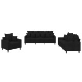 Cumpara ieftin Set de canapele cu perne, 3 piese, negru, catifea