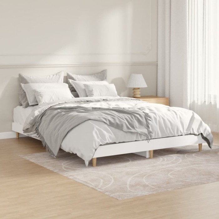 vidaXL Cadru de pat, alb ,135x190 cm, lemn prelucrat