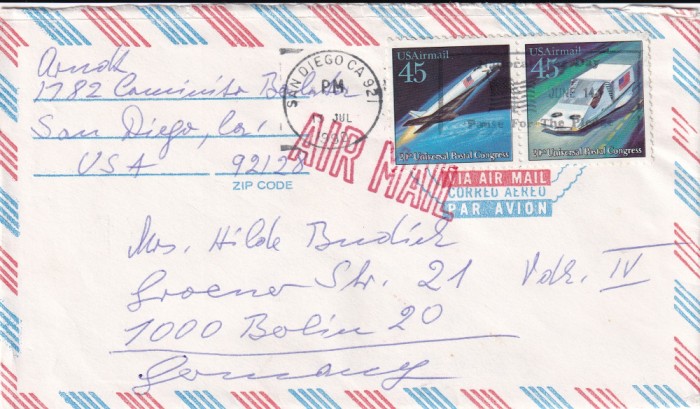 FILATELIE TEMATICA - PLIC USA TEMATICA AVION AVIOANE AVIATIE AIRMAIL