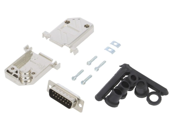Conector D-Sub 15 pini tată, negru