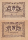 ROMANIA 2 X 20 lei 1945 UNC VARIANTE DE CULOARE