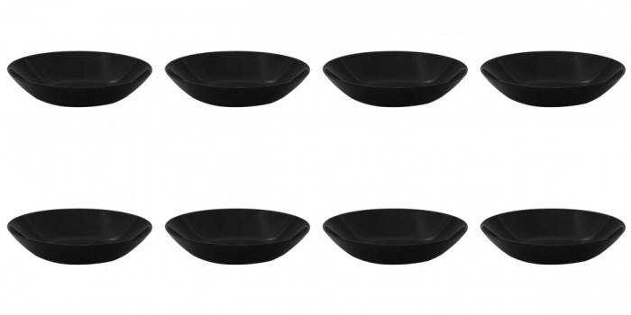 Set farfurii 8 piese pentru supa, opal negru, diametru 20 cm
