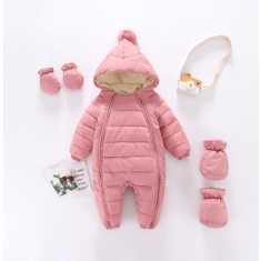Combinezon roz pudra din fas pentru copii (Marime Disponibila: 6-9 luni