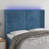 VidaXL Tăblie de pat cu LED, albastru &icirc;nchis, 147x16x118/128cm catifea 3124240