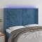 vidaXL Tăblie de pat cu LED, albastru &icirc;nchis, 147x16x118/128cm catifea 3124240