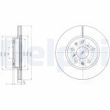 Set discuri frana fata DELPHI, Fiat Sedici (Fy ), 06.06-10.14; Mitsubishi L 300 III Bus, 08.1986-12.2013; Suzuki Sx4 (Ey, Gy), 06.06-, Sx4 Limuzina (