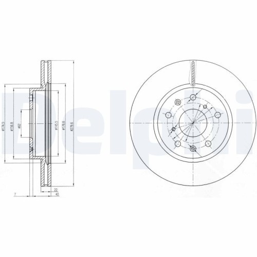 Set discuri frana fata DELPHI, Fiat Sedici (Fy ), 06.06-10.14; Mitsubishi L 300 III Bus, 08.1986-12.2013; Suzuki Sx4 (Ey, Gy), 06.06-, Sx4 Limuzina (