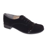 Pantofi dama casual din piele naturala intoarsa - Model Mina Negru